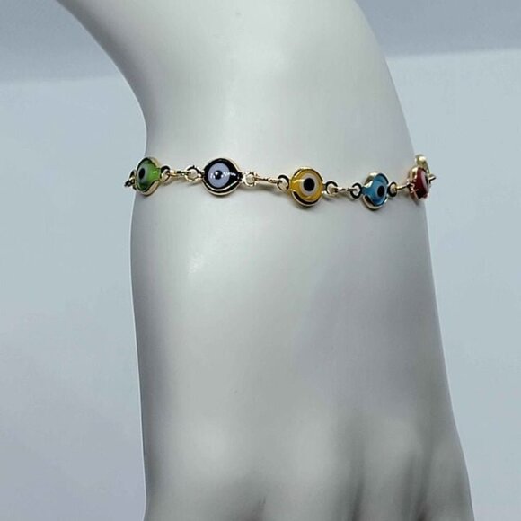 Brazilian 18k Gold filled Adjustable Evil Eye Bracelet - Picture 5 of 7